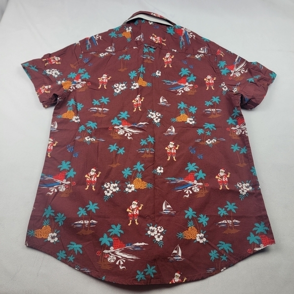 NWT Denim & Flower guitar Santa tropical Christmas holiday button down shirt - Picture 4 of 5